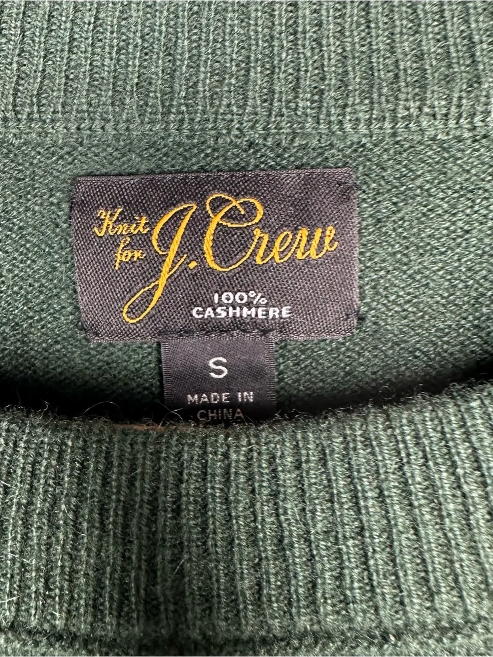 J.CREW Green 100% Cashmere Crewneck Sweater Size Small Raglan Sleeve